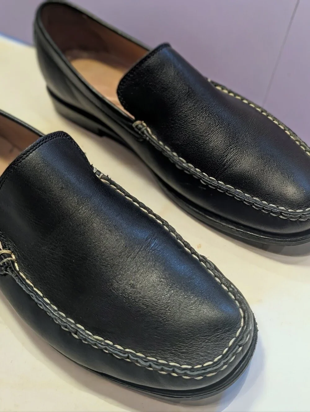 Johnson And Murphy Black Leather Loafers Men's Size 8.5